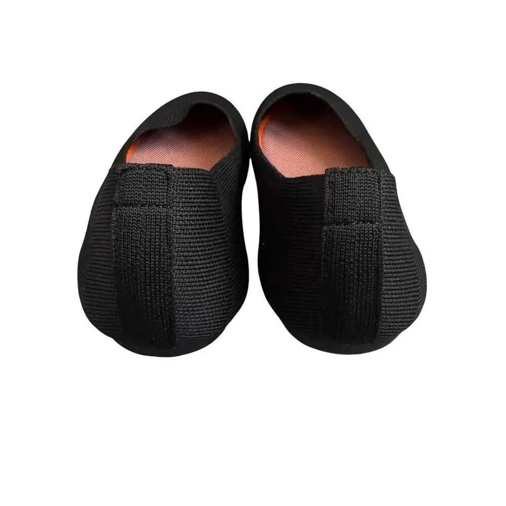 Athmile Black Knit Ballet Flats Women’s Slip-On Comfort Travel Shoes Size 7 1/2